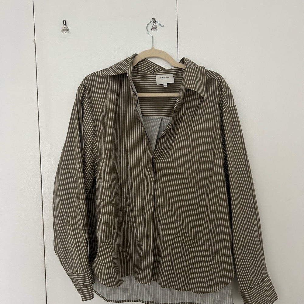 Reformation Striped Button-Up Shirt